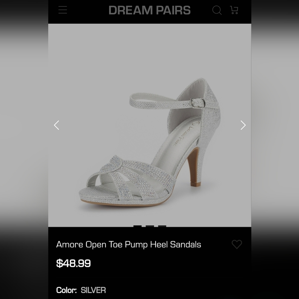 New, Silver, Amore Open-toed Pumps Size 7.5